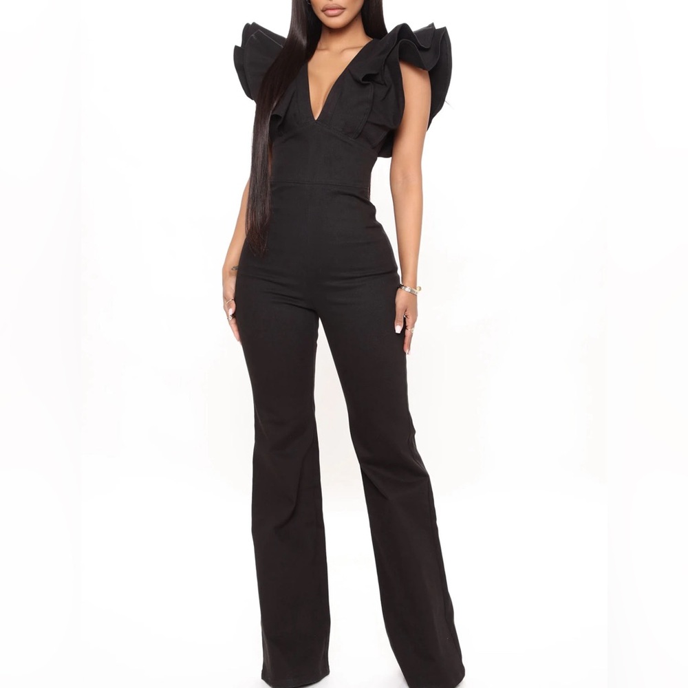 Can’t deny black ruffles jumpsuits from Fashion Nova Large